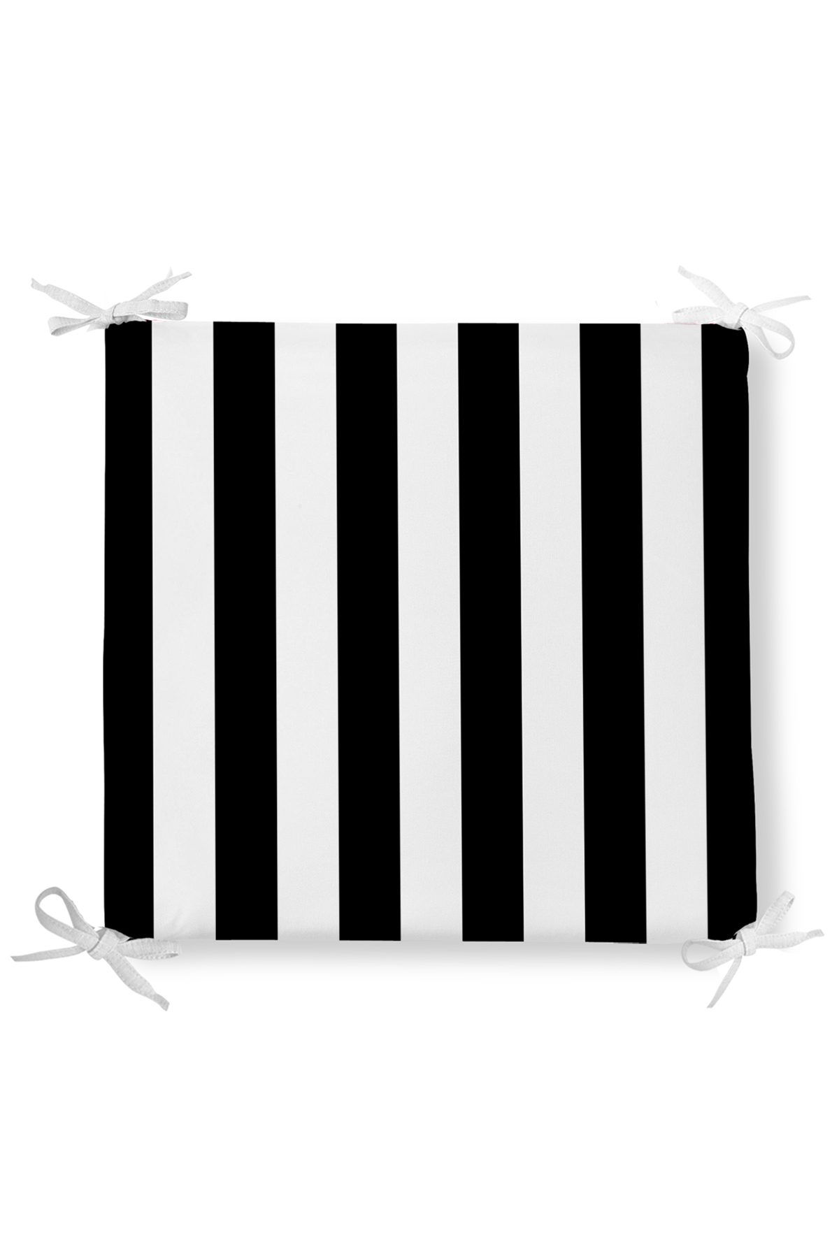 RealHomes Siyah Beyaz Çizgili Özel Tasarım Fermuarlı Sandalye Minderi