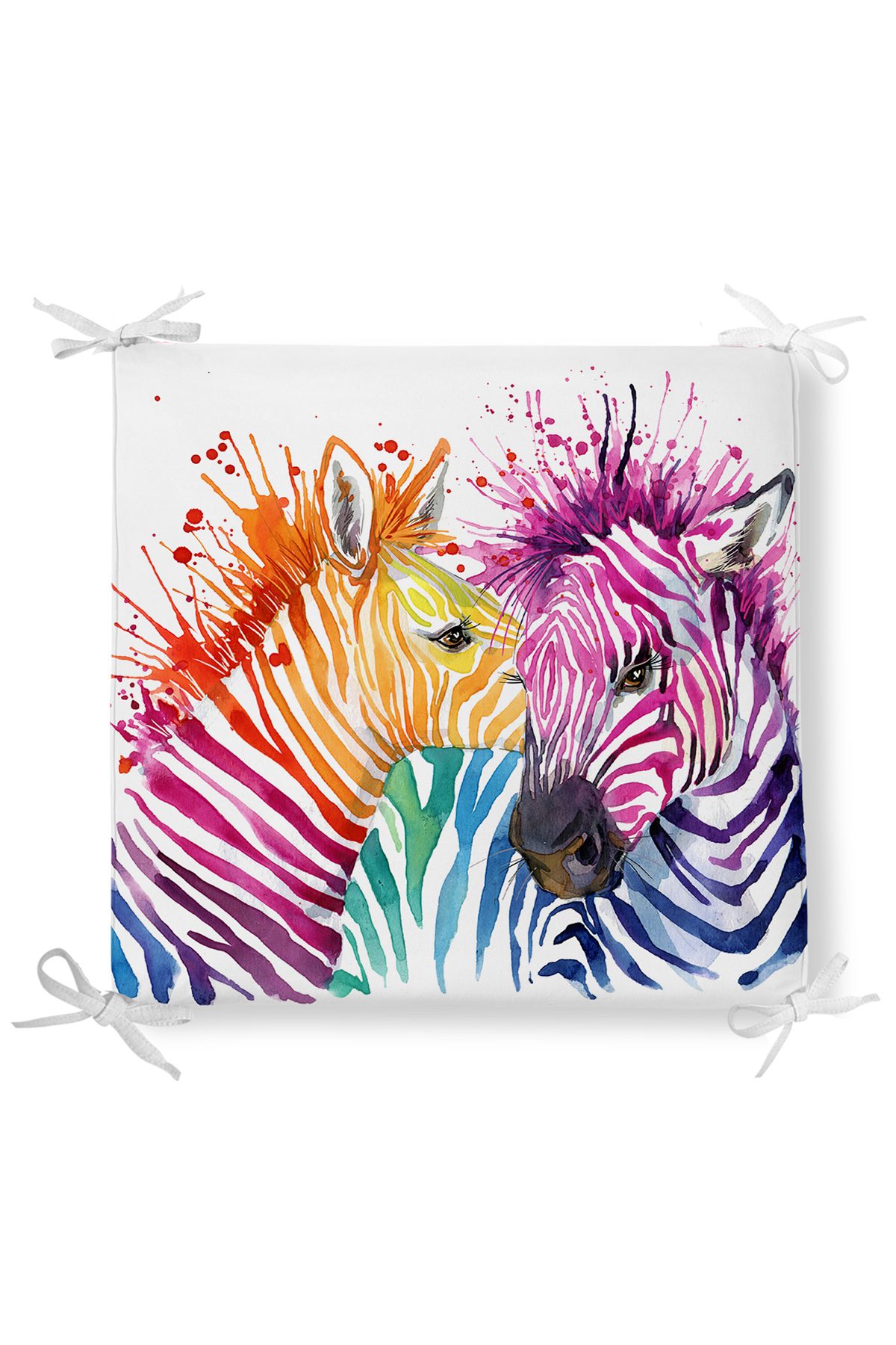 Zebra Desen Dekorati Kare Sandalye Minderi 40x40cm