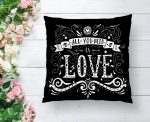 - K2005-1 - Realhomes Siyah Love Baskılı Dekoratif Yastık Kırlent Kılıfı Realhomes