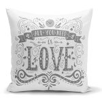 Love Yazılı Dijital Baskı Dekoratif Yastık Kırlent Kılıfı Realhomes
