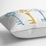 Renkli Anahtar Desenli Dijital Baskılı Yastık Kırlent Kılıfı Realhomes