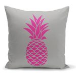 - K2016 - Realhomes Gri Zemin Ananas Baskılı Dijital Yastık Kırlent Kılıfı Realhomes