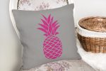- K2016-2 - Realhomes Gri Zemin Ananas Baskılı Dijital Yastık Kırlent Kılıfı Realhomes