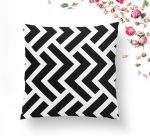 Siyah Beyaz Geometrik Desenli Dijital Yastık Kırlent Kılıfı Realhomes