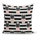 - K2023 - Realhomes  Siyah Çizgili Kaktüs Motifli Dijital Baskılı Kırlent Kılıfı Realhomes