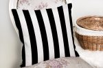 Siyah Beyaz Çizgili Dekoratif Yastık Kırlent Kılıfı Realhomes