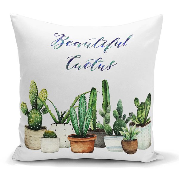 - K2033 - Realhomes  Beatiful Cactus Baskılı Dijital Yastık Kırlent Kılıfı Realhomes