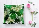 - K2037-1 - Realhomes  Livense Yaprak Motifli Dijital Baskılı Yastık Kırlent Kılıfı Realhomes