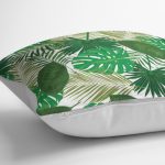 - K2037-3 - Realhomes  Livense Yaprak Motifli Dijital Baskılı Yastık Kırlent Kılıfı Realhomes