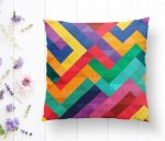 - K2040-1 - Realhomes Renkli Geometrik Desen Dijital Baskılı Yastık Kırlent Kılıfı Realhomes