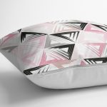 - K2050-3 - Realhomes  Renkli Üçgen Motifler Modern Dijital Baskılı Kırlent Kılıfı Realhomes