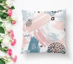 Pembe Gri Boyama Desenli Dijital Baskılı Kırlent Kılıfı Realhomes