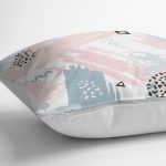 Pembe Gri Boyama Desenli Dijital Baskılı Kırlent Kılıfı Realhomes