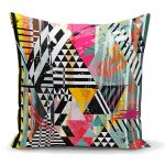 - K2067 - Realhomes Renkli Boyama Desenli Dijital Baskılı Yastık Kırlent Kılıfı Realhomes