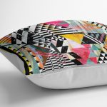 - K2067-3 - Realhomes Renkli Boyama Desenli Dijital Baskılı Yastık Kırlent Kılıfı Realhomes