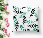 - K2071-1 - Realhomes Yeşil Siyah Yaprak Desenli Dijital Baskılı Modern Yastık Kılıfı Realhomes