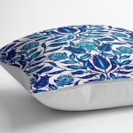 - K2079-3 - Realhomes Mavi Cam Göbeği Etnik Desenli Dekoratif Yastık Kırlent Kılıfı Realhomes