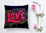 - K2080-1 - Realhomes Renkli Love Baskılı Dijital Baskılı Modern Yastık Kırlent Kılıfı Realhomes