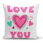 Puanlı Love You Baskıılı Dijital Baskılı Kırlent Kılıfı Realhomes