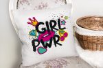 - K2085-2 - Realhomes Dudak Baskılı Girl Power Dijital Baskılı Yastık Kırlent Kılıfı Realhomes