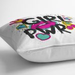 - K2085-3 - Realhomes Dudak Baskılı Girl Power Dijital Baskılı Yastık Kırlent Kılıfı Realhomes