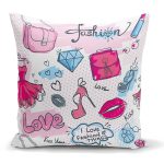 - K2087 - Realhomes Fashion Aksesuar Desenli Dijital Baskılı Yastık Kırlent Kılıfı Realhomes