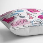 - K2087-3 - Realhomes Fashion Aksesuar Desenli Dijital Baskılı Yastık Kırlent Kılıfı Realhomes