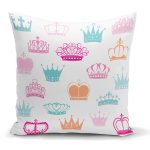 - K2088 - Realhomes Taç Motifli Renkli Dijital Baskılı Yastık Kırlent Kılıfı Realhomes