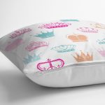 - K2088-3 - Realhomes Taç Motifli Renkli Dijital Baskılı Yastık Kırlent Kılıfı Realhomes