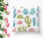 - K2089-1 - Realhomes Kaktüs Desenli Renkli Modern Yastık Kırlent Kılıfı Realhomes