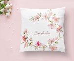 - K2092-1 - Realhomes Save The Date Çiçek Desenli Dijital Baskılı Yastık Kılıfı Realhomes
