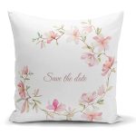 - K2092 - Realhomes Save The Date Çiçek Desenli Dijital Baskılı Yastık Kılıfı Realhomes