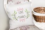 Love And Thanks Yaprak Desenli Dijital Baskılı Dekoratif Yastık Kırlent Kılıfı Realhomes