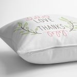 Love And Thanks Yaprak Desenli Dijital Baskılı Dekoratif Yastık Kırlent Kılıfı Realhomes