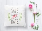- K2096-1 - Realhomes  Save The Date Motifli Dijital Baskılı Yastık Kırlent Kılıfı Realhomes