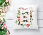 - K2097-1 - Realhomes Save The Date Çiçek Desenli Dijital Baskılı Dekoratif Yastık Kılıfı Realhomes