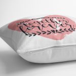 - K2102-3 - Realhomes Özel Tasarım Kalp Ve Yazılı Dijital Baskılı Modern Yastık Kılıfı Realhomes