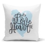 - K2103 - Realhomes Love Heart Yazı Desenli Dijital Baskılı Modern Yastık Kırlent Kılıfı Realhomes