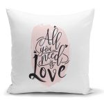 - K2107 - Realhomes Özel Tasarım Yazı Desenli Dijital Baskılı Modern Yastık Kırlent Kılıfı Realhomes
