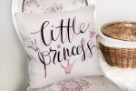 - K2109-2 - Realhomes Lıttle Prıncess Yazı Desenli Dijital Baskılı Dekoratif Yastık Kırlent Kılıfı Realhomes