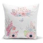 - K2111 - Realhomes  Özel Tasarım Kuş Desenli Dijital Baskılı Modern Kırlent Kılıfı Realhomes