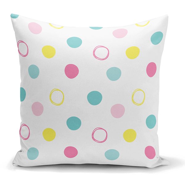 - K2115 - Realhomes  Renkli Puantiyeli Dijital Baskılı Dekoratif Kırlent Kılıfı Realhomes