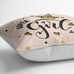 - K2117-3 - Realhomes  Super Gırl Yazı Desenli Dijital Baskılı Dekoratif Kırlent Kılıfı Realhomes