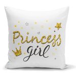 Prıncess Gırl Yazı Desenli Dijital Modern Yastık Kılıfı Realhomes