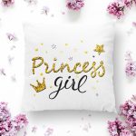 Prıncess Gırl Yazı Desenli Dijital Modern Yastık Kılıfı Realhomes
