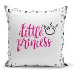 - K2120 - Realhomes  Lıttle Prıncess Yazı Desenli Dijital Baskılı Yastık Kırlent Kılıfı Realhomes