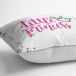 - K2120-3 - Realhomes  Lıttle Prıncess Yazı Desenli Dijital Baskılı Yastık Kırlent Kılıfı Realhomes