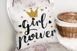- K2123-2 - Realhomes  Gırl Power Yazı Desenli Dijital Baskılı Modern Yastık Kılıfı Realhomes