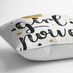- K2123-3 - Realhomes  Gırl Power Yazı Desenli Dijital Baskılı Modern Yastık Kılıfı Realhomes