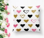 - K2125-1 - Realhomes Renkli Kalp Desenli Dijital Baskılı Dekoratif Yastık Kılıfı Realhomes